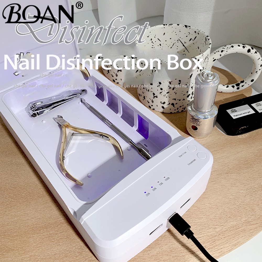 Bqan 2in1 กล่องฆ่าเชื้อยูวี อโรมาเธอราพี ป้องกันแบคทีเรีย รังสีอัลตราไวโอเลต อุปกรณ์ฆ่าเชื้อ สําหรับหน้ากาก ใบหน้า เครื่องประดับ เครื่องมือทําเล็บ