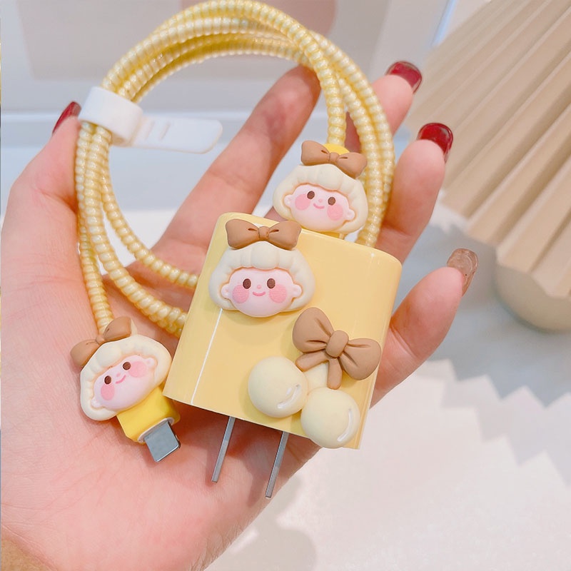 Tpu สาวน่ารัก ที่ชาร์จ ตัวป้องกัน / น่ารัก ที่ชาร์จ / กล่องชาร์จ / ตัวป้องกันสายเคเบิล เข้ากันได้กับ iP 20W 11 12 13 14pro Max