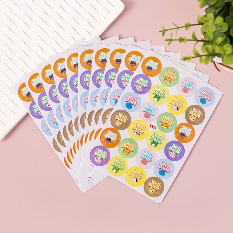 memo สติกเกอร์วงกลมลายการ์ตูน 6 แถว พร้อมส่ง สติ๊กเกอร์ สวยงาม DIY Sticker สติ๊กเกอร์ตกแต่ง - รูปที่ 5