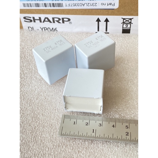 (แพ็ค1ตัว) C 475K 275V C 4.7UF 275V SUNIL SHARP ขาห่าง28มิล สีขาว 275V 475K C4.7UF275V C 4.7UF275V C