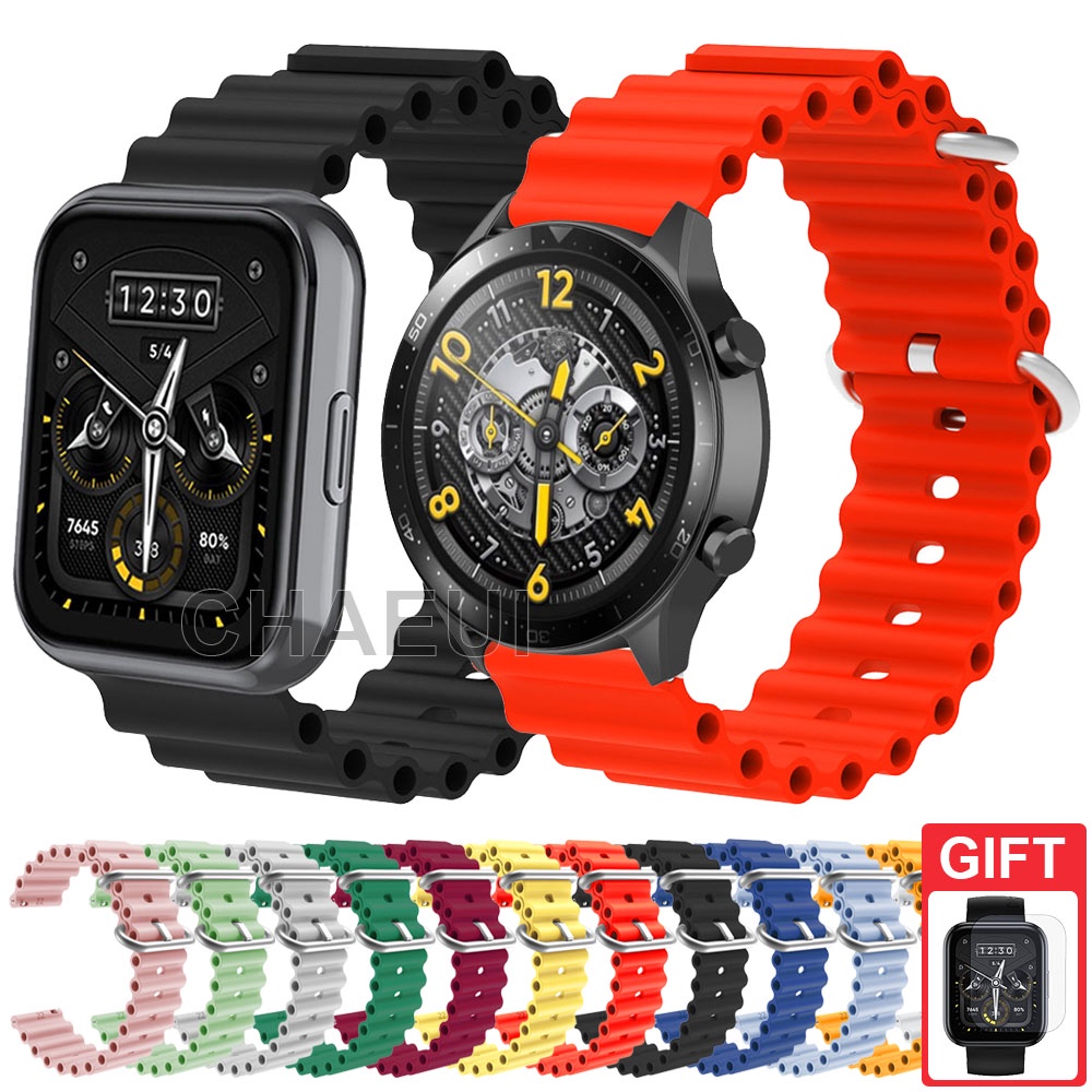 สายรัดซิลิโคนเปลี่ยนสายนาฬิกาสีสันสดใสสําหรับ Realme Watch 5 / 3 / 3 Pro / 2 / 2 Pro / S