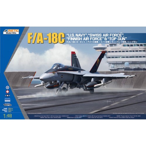 Aircraft Model Kinetic Model 1/48 KI-K48031 F/A-18C US Navy, Swiss AirForce, Finnish AirForce & Topg