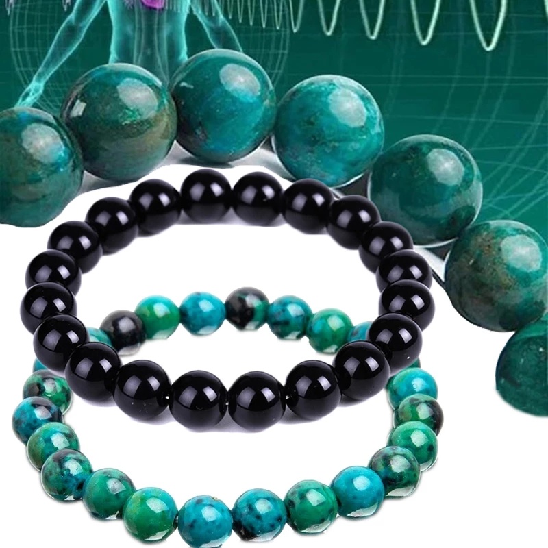 1 ชิ้น 8 มิลลิเมตร Chrysocolla สร้อยข้อมือมาลาไคต์ สําหรับผู้หญิงผู้ชาย สร้อยข้อมือหินธรรมชาติ ลูกปัดโยคะ ทรงกลม บรรเทาอาการแพ้ เครื่องประดับสร้อยข้อมือ