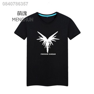 （seed）Mobile Suit Gundam SEED Freedom Gundam Silhouette เสื้อยืดแขนสั้นพิมพ์ลาย Cotton AC1120