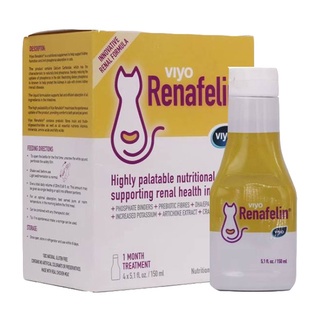 Viyo Renafelin ขนาด 150 ml (หมดอายุ05/2027) วีโย่ รีนาฟีลิน ผลิตภัณฑ์บำรุงไตชนิดน้ำ สำหรับแมว ความน่