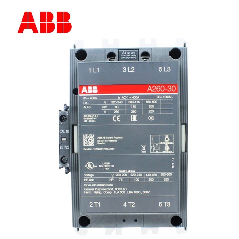 YY ABB คอนแทคเตอร์ 3 ชั้น AX series 1NC & 1NO 50HZ/60HZ 24V~440V 260A AX260-30-11