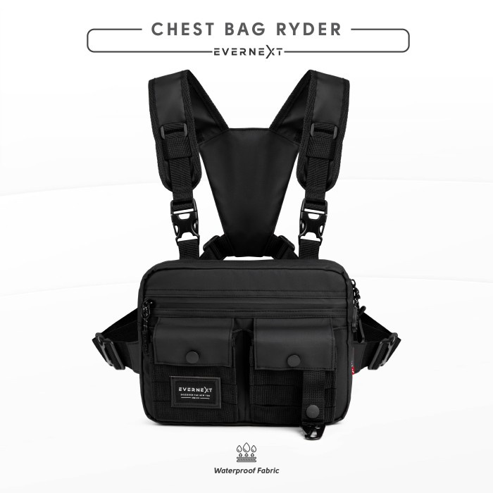 MENS SELEMPANG BAG CHEST BAG WATERPROOF RYDER CHEST BAG TACTICAL RIG BAG OUTDOOR MEN - สีดํา ใหม่ล่า