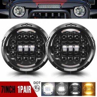 ไฟหน้า LED 12v 150w Wrangler สูง ต่ํา 7 นิ้ว สีดํา สําหรับรถจักรยานยนต์ ออฟโร้ด Jeprada 4x4 2 ชิ้น