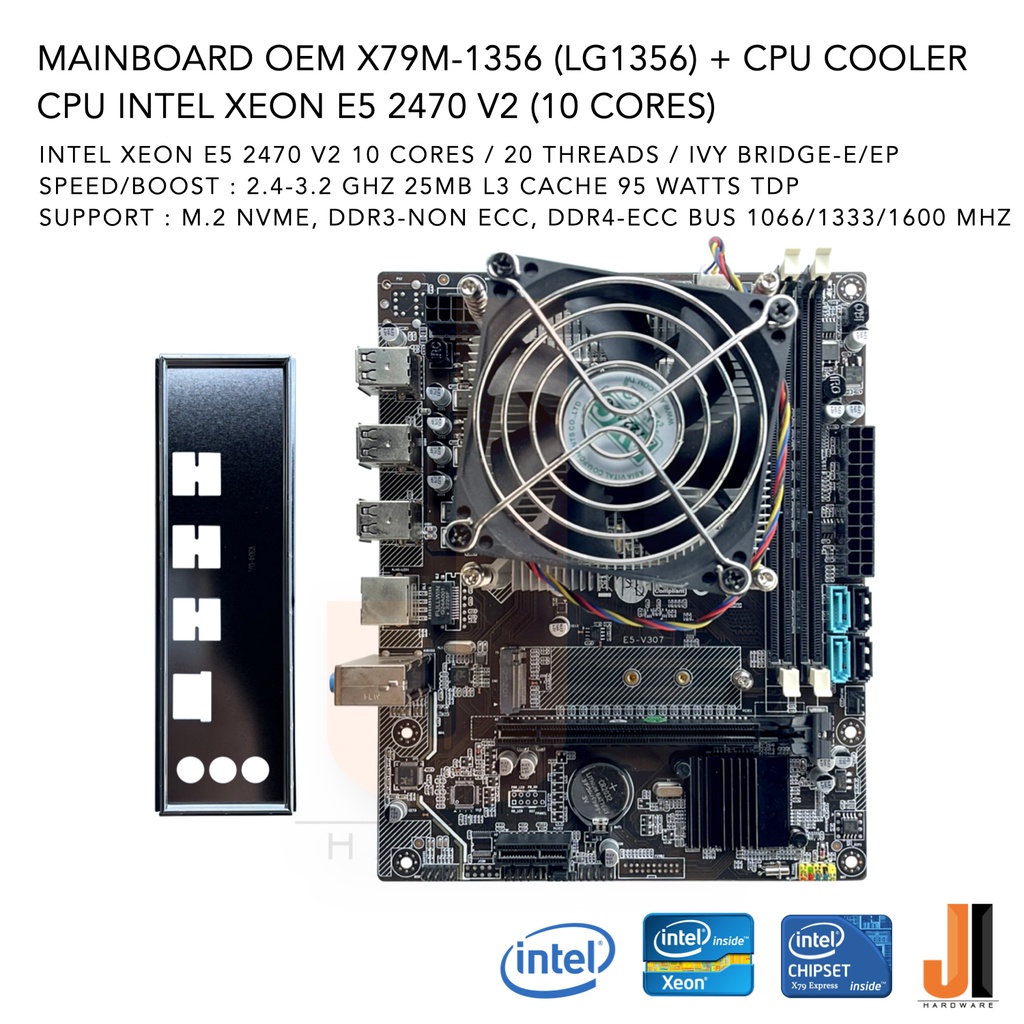 ชุดสุดคุ้ม Mainboard OEM X79M-1356 (LGA1356) + Intel Xeon E5 2470 V2 10 Core + CPU Cooler (สินค้าใหม่มีการรับประกัน)