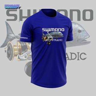 เสื้อยืดผ้าฝ้ายพิมพ์ลายแฟชั่น เสื้อยืด ผ้าไมโครไฟเบอร์ พิมพ์ลาย Shimano Stradic สําหรับตกปลา