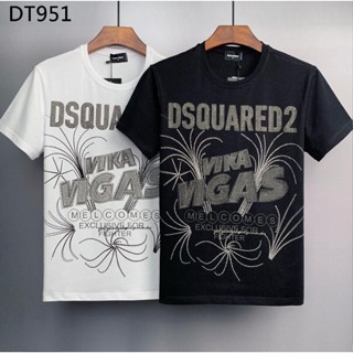 เสื้อเชิ้ตชาย ใหม่ DSQUARED2 ผู้ชายผู้หญิงพิมพ์ตัวอักษรคอแขนสั้นถนนฮิปฮอปผ้าฝ้ายเสื้อยืด DT951