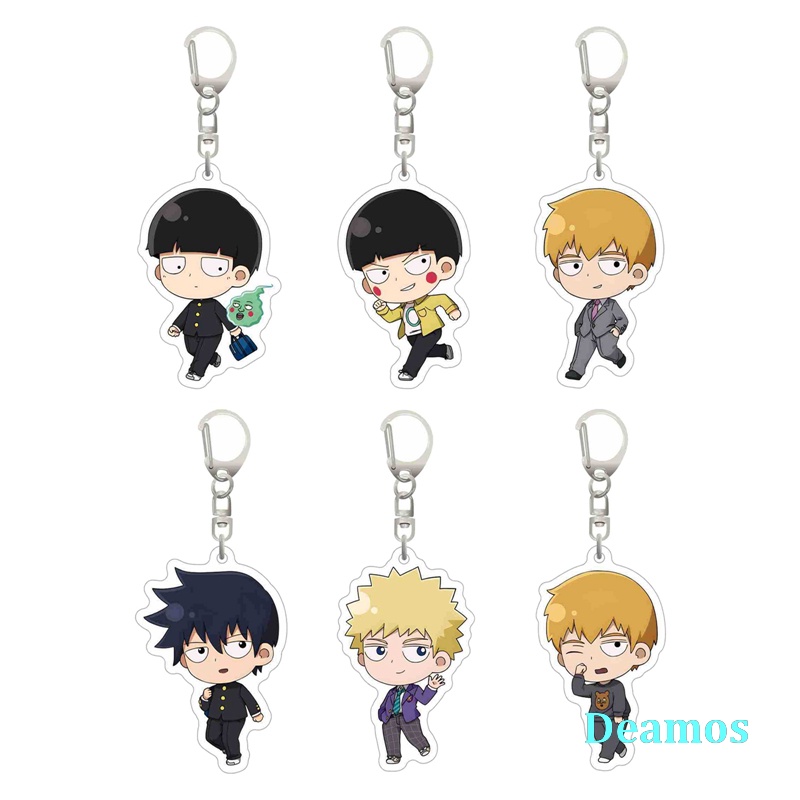 Deamos แฟชั่นอะนิเมะ Mob Psycho 100 การ์ตูนตัวเลขพวงกุญแจ Kageyama Shigeo Reigen Arataka Ekubo อะคริ