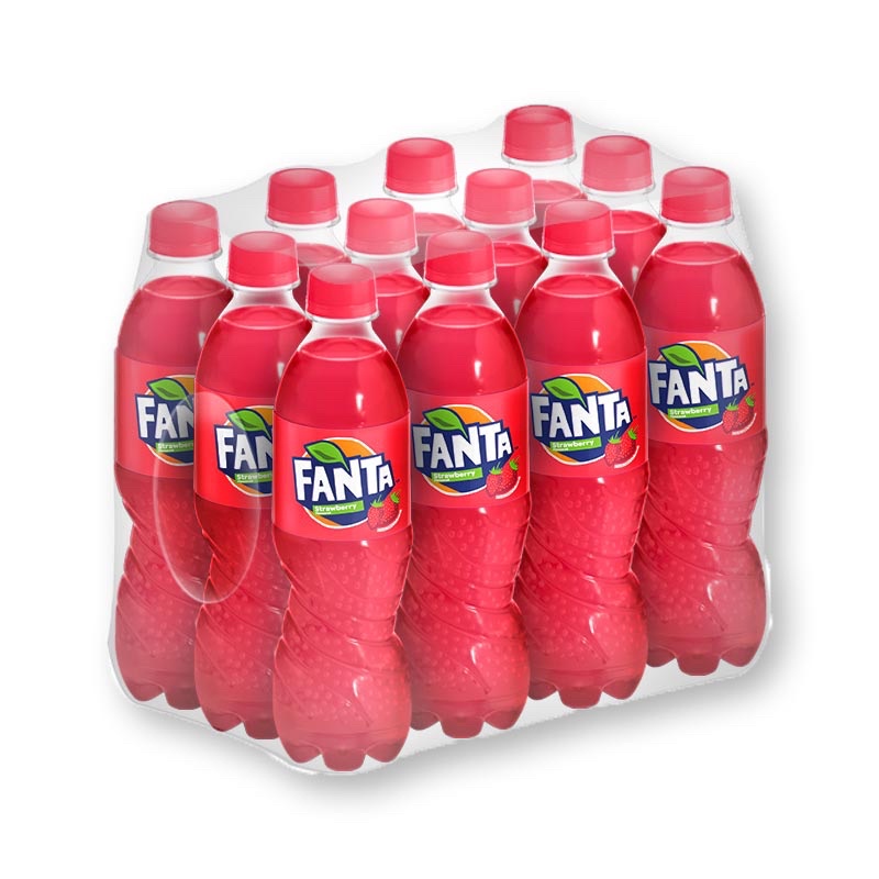 Fanta แฟนต้า น้ำอัดลม กลิ่นสตรอว์เบอร์รี่ ขนาด 450 มล. x 12 ขวด
