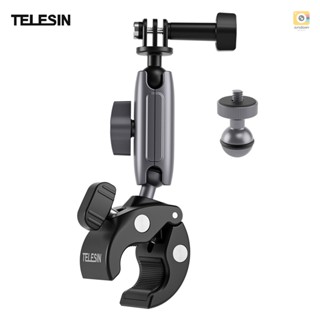 Telesin GP-HBM-001 อุปกรณ์เมาท์ขาตั้ง อะลูมิเนียมอัลลอย 360 องศา สําหรับติดแฮนด์มือจับรถจักรยาน° หัวบอลหมุนได้ พร้อมอะแดปเตอร์เมาท์กล้องกีฬา และอะแดปเตอร์สกรู 1/4 นิ้ว แบบเปลี่ยน