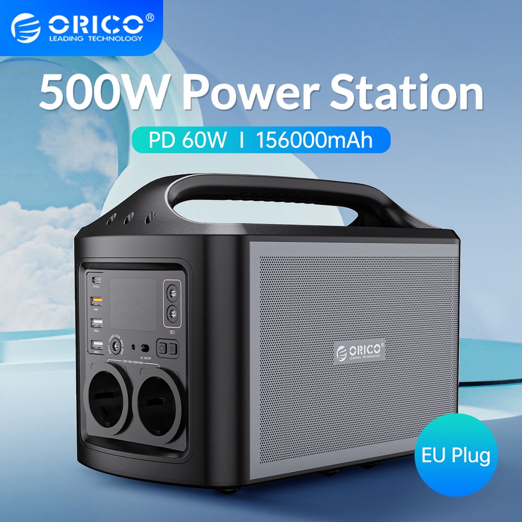 ORICO Portable Power Station 500W Backup Rechargeable Lithium Battery 561Wh Pure Sine Wave AC Outlet PD Charging for Cam
