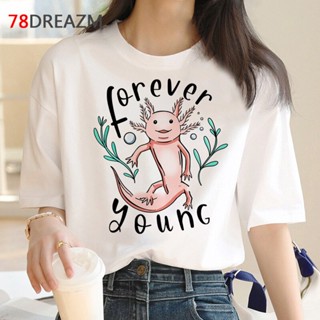 เสื้อแฟชั่นผญ2022 อื่นๆ Ajolote-ropa de verano Axolotl para hombre, top con estampado kawaii para pareja, camisetas blan