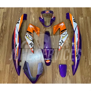 ชุดสี Sonic new 8 ชิ้น (มีอกไก่) สีม่วง-ส้ม-ดำ ติดลายRepsol รุ่น 9