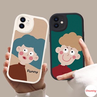 เคสสำหรับ iPhone 14 13 12 11 Pro X XR XS Max SE 2020 6 6S 7 8 Plus รูปไข่ Big Eye Soft เคสโทรศัพท์ Motif Funny Boy Girl