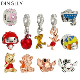 Dinglly ลูกปัด รูปยูนิคอร์น หมี ปู และเห็ด สีแดง สําหรับทําเครื่องประดับ DIY