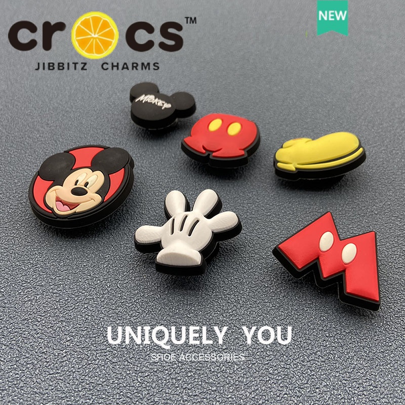 JIBBITZ cross charms ตัวติดรองเท้า มิกกี้6ชิ้น ตัวติดรองเท้า cross