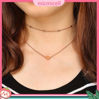 (micmicell) Fashion Double Layers Choker Heart Love Ball Chain Bead Necklace Women Xmas Gift