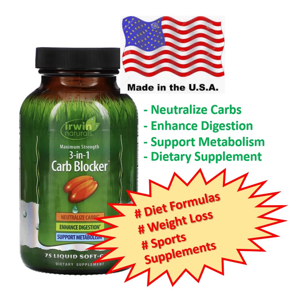Irwin Naturals, Maximum Strength 3in1 Carb Blocker บรรจุแคปซูลนิ่ม