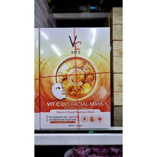 แผ่นมาร์คหน้า VCน้องฉัตร Vit c bio facial mask 1 กล่องมี 6 แผ่น