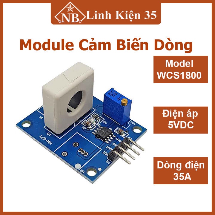 WCS1800 35A 5DVC โมดูลเซ็นเซอร์กระแสจาก PCB