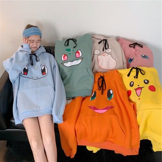 พร้อมส่ง ผู้หญิงเสื้อฮู้ดมีเชือกรูดมีหู แขนยาว ใส่สบาย  ลายการ์ตูน น่ารัก *6039