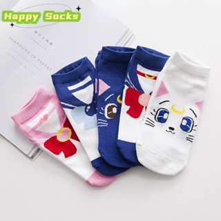 【Happy Socks】ถุงเท้าข้อสั้น ผ้าฝ้ายแท้ แบบบาง สไตล์ญี่ปุ่น สําหรับผู้หญิง