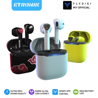 ETRONIK ใหม่ FlyDiGi CyberFox X1 ชุดหูฟังเล่นเกมไร้สาย Bluetooth 50ms latency ต่ำเป็นพิเศษในหูชุดหูฟังสำหรับเล่นเกมแบบสัมผัสตัดเสียงรบกวนระบบสัมผัส HD คุณภาพเสียงสเตอริโอ