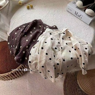 [Babycat] พร้อมส่ง ขายดี เสื้อเชิ้ต แบบนิ่ม ลายจุด สไตล์เกาหลี ญี่ปุ่น แฟชั่นฤดูใบไม้ผลิ ฤดูใบไม้ร่วง สําหรับเด็กผู้หญิง 22 ชิ้น