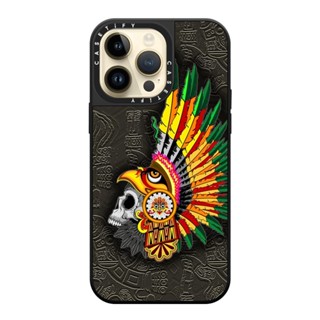 CASETiFY Aztec Eagle Warrior Skull 14 Pro Max Compatible Mirror Case  Color: Black on Black [14PMสินค้าพร้อมส่ง]