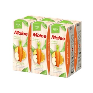 มาลี น้ำแครอทผสมน้ำผลไม้รวม100% ขนาด 200ml ยกแพ็ค 6กล่อง MALEE CARROT MIXED FRUIT JUICE