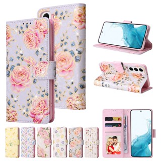 เคสฝาพับ เคสเปิดปิด for Samsung Galaxy S8 S9 S10 S20 Plus Leather Case Flip Cover เคสโทรศัพท์มือถือหนัง ฝาพับ ลายดอกเดซี่ ดอกกุหลาบ พร้อมช่องใส่บัตร ช่อง และสายคล้อง สําหรับ Daisy Rose Flower Wallet With 3 Card Holder Lanyard Soft TPU Bumper เคส ฝาพับหนัง