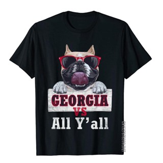 เสื้อยืด ผ้าฝ้าย พิมพ์ลาย Georgia Vs All YAll สไตล์วินเทจ สําหรับผู้ชาย