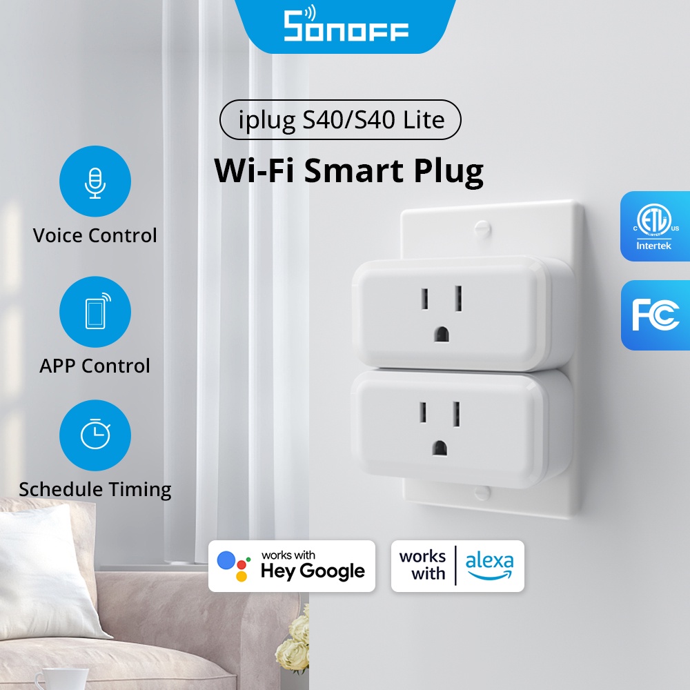 Sonoff iPlug S40/ S40 Lite US WiFi ปลั๊กไฟอัจฉริยะ 15A จอมอนิเตอร์ บลูทูธ จับคู่สมาร์ท สวิตช์ รีโมทคอนโทรล ผ่าน eWeLink Smart Home รองรับ Google Home Alexa