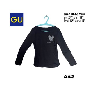 เสื้อเด็กหญิงสีดำ แบรนด์ GU(จียู) size 120  4-5 ปี A42.b4