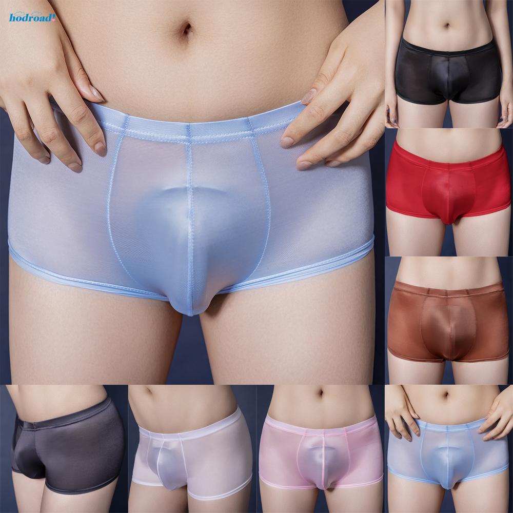 【HODRD】Sexy Women See Through Underwear Stretch Oil-Shiny Glossy Panties Boxer Shorts【Fashion】