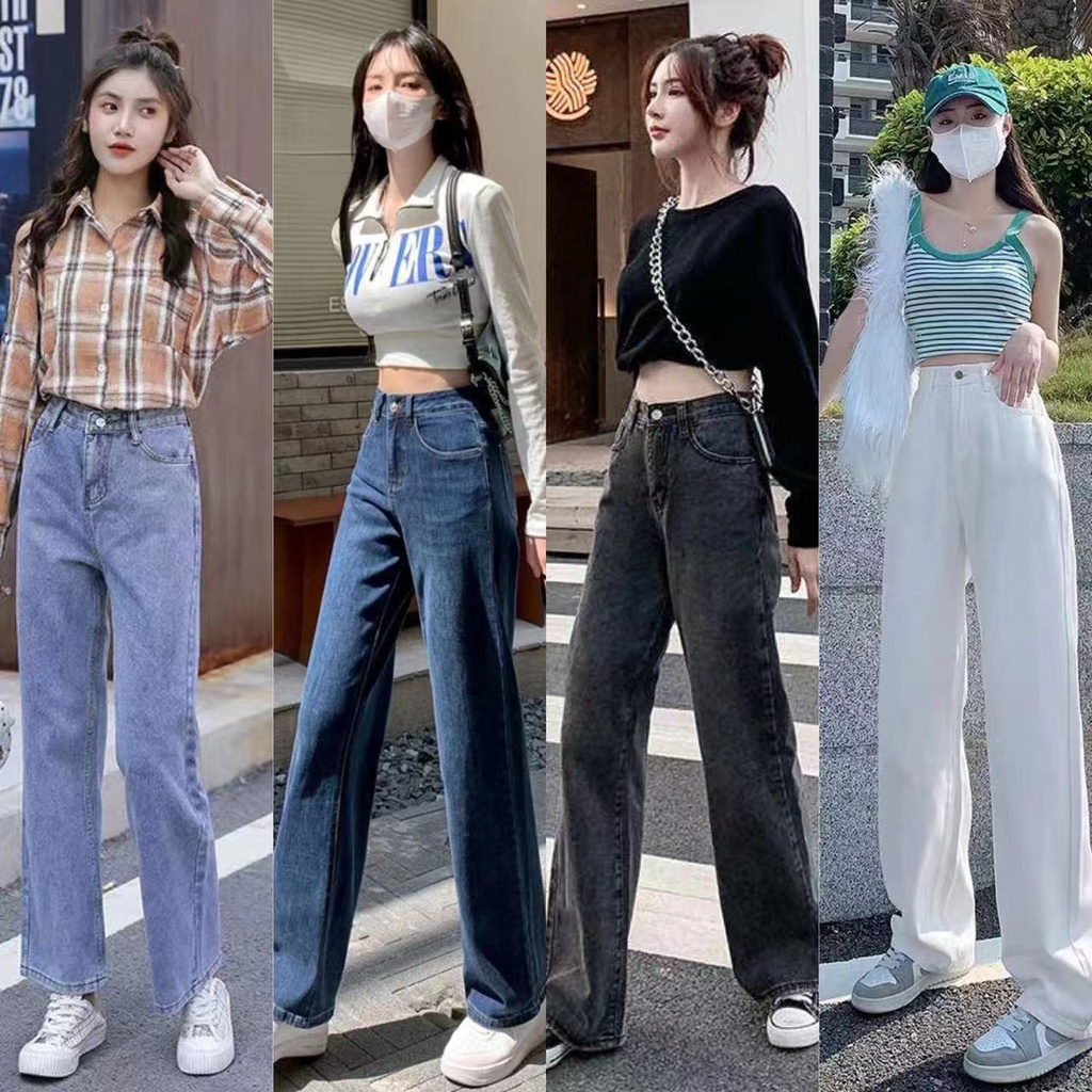Queen jeans New กางเกงยีนส์ทรงหลวมสไตล์เกาหลี หลากสี ทรงสวย กางเกงใส่สบาย ยอดนิยม