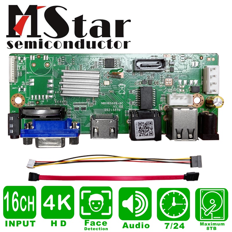 Xm 4K 16Ch Digital Video Recorder Board Mstar Ssr621Q Cpu Nvr 16 Channels Two Ways Audio P2P Onvif S