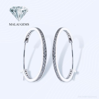 Malai Gems ต่างหูเพชร เงินแท้ Silver 925 เพชรสวิส CZ เคลือบทองคำขาว รุ่น 295-EK0013 [22mm] แถมกล่อง ต่างหูCZ ต่างหูเงินแ