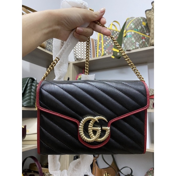 Gucci woc คอสบอดี้ มาม่อน ดำขอบแดง 7.9” shop