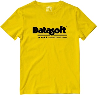 [COD]เสื้อยืด แบบนิ่ม พิมพ์ลายโลโก้ Datasoft สีเหลือง สไตล์เรโทร สําหรับเล่นเกมS-5XL