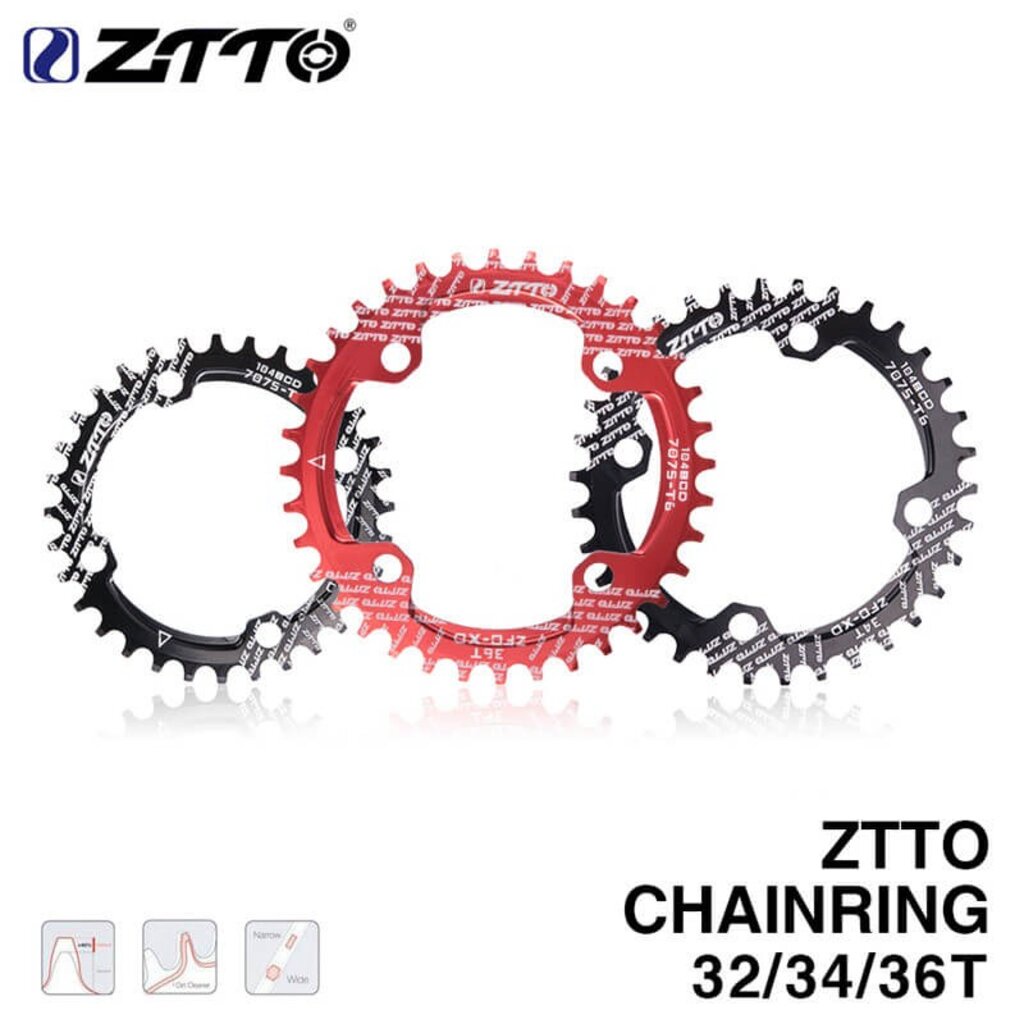 ใบจานจักรยานเสือภูเขาแบบชั้นเดียว ZTTO 104BCD 32/34/36T Chainring Crankset