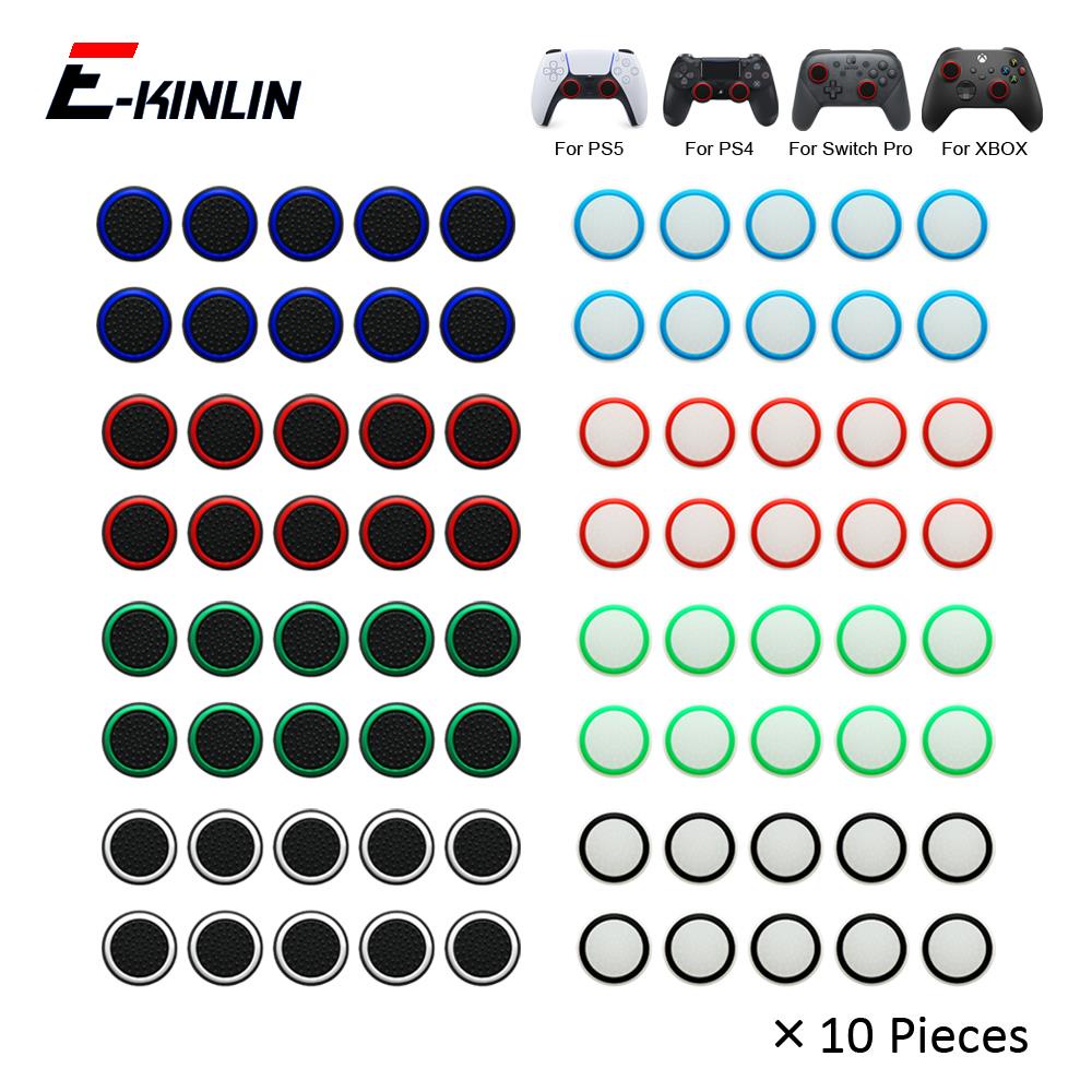 ฝาครอบปุ่มกดจอยสติ๊ก ซิลิโคนนิ่ม สําหรับ Sony Playstation DualSense Dualshock 4 5 PS4 PS5 Nintendo Switch Pro 10 ชิ้น