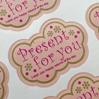 สติกเกอร์ Present for you รูปเมฆ 36 ดวง สีหวานลายน่ารัก Sticker ตกแต่งถุง กล่องขนม กล่องของขวัญ การ์ด