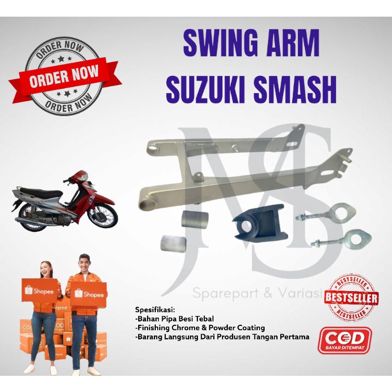 สวิงอาร์มอาร์ม สีเงิน แบบหนา สําหรับรถจักรยานยนต์ Suzuki Smash Semash