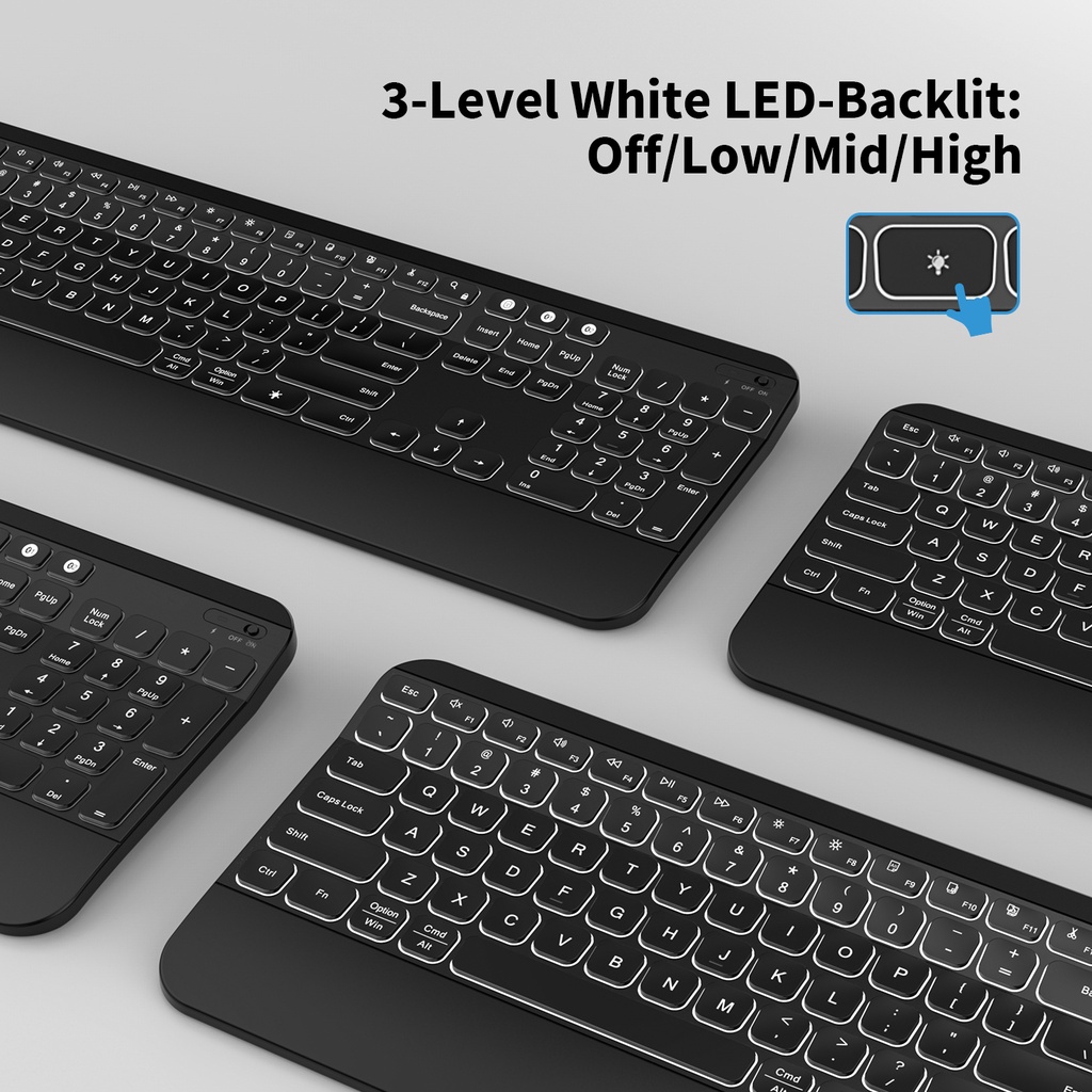 Jelly Comb Rechargeable Bluetooth Keyboard 2.4G Wireless Backlit Keyboard for Mac OS iOS Windows Android PC Notebook #8
