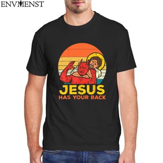 เสื้อผ้าผชผ้าฝ้าย 100% สําหรับผู้ชาย &amp;#39; s TOP Jesus Has Your Back Jiu Jitsu เสื้อยืดลําลอง แขนสั้น โอเวอร์ไซซ์ คุณภาพ